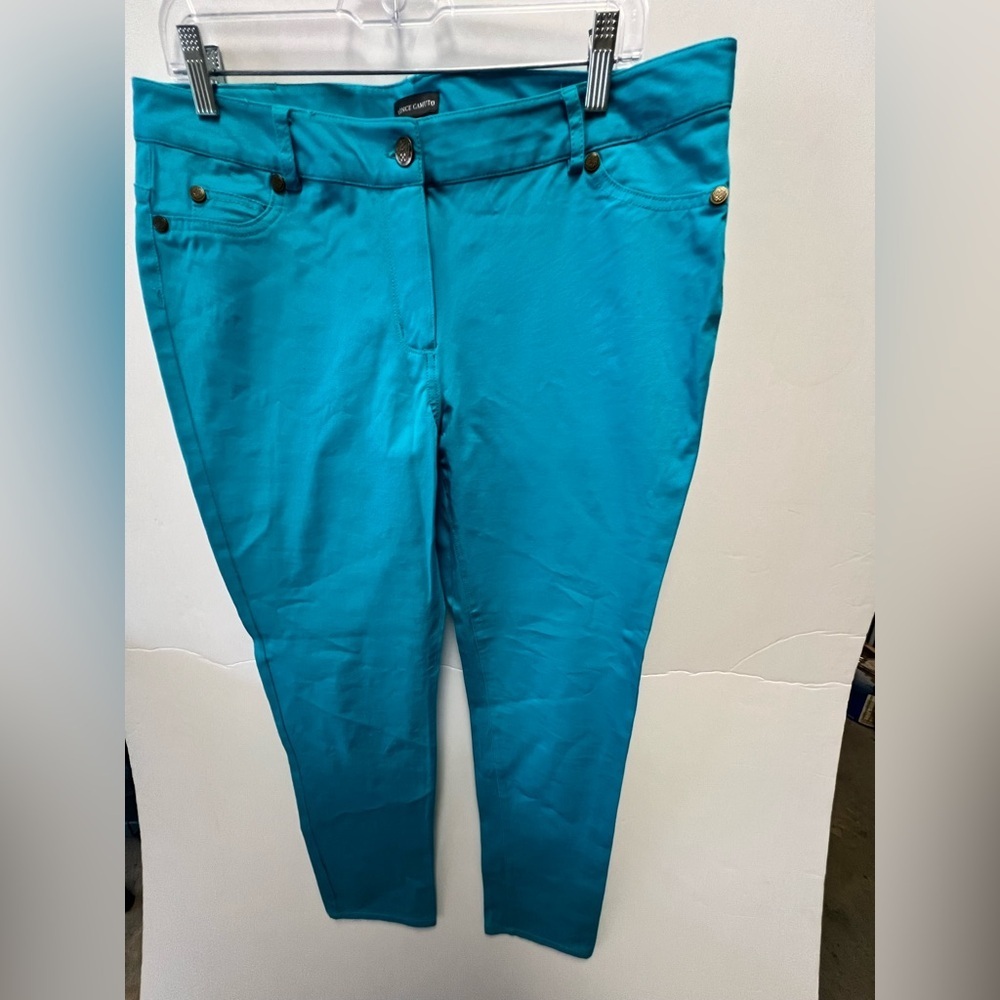 VINCE CAMUTO BRIGHT TURQUOISE WOMEN’S SIZE 12 SLACKS. COTTON. LIKE NEW